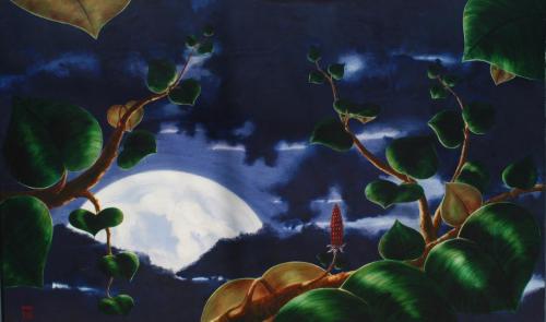 LA LUNA II (La canción de Peiwoh), Acrílico - tabla 110 x 180 cm.