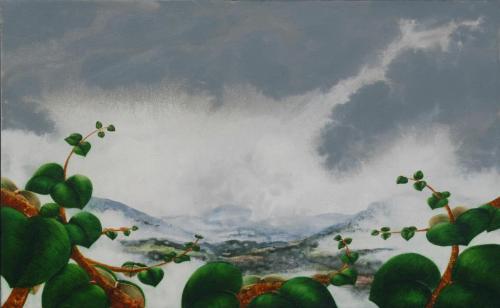 DÍA NUBLADO V (La canción de Peiwoh), Acrílico - tabla 25 x 40 cm.