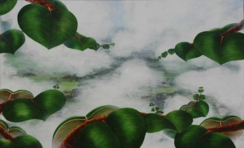 NUBES I (La canción de Peiwoh), Acrílico - tabla 40 x 65 cm.