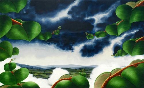 DÍA NUBLADO IX (La canción de Peiwoh), Acrílico - tabla 40 x 64 cm.