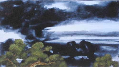 EL VALLE I (La canción de Peiwoh), Acrílico - tabla 16 x 28 cm.